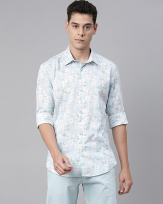 RARE RABBIT Men Printed Casual Blue Shirt