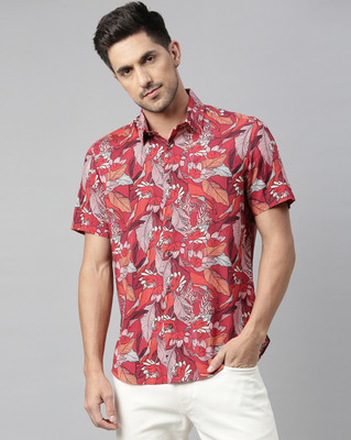 RARE RABBIT Men Printed Casual Red Shirt