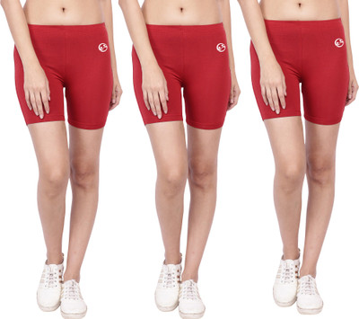 SHELLOCKS Solid Women Red Cycling Shorts