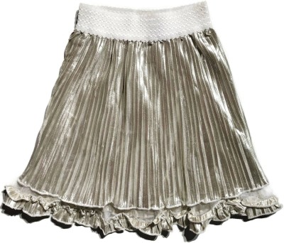 DIVI FASHION Solid Girls A-line Silver Skirt