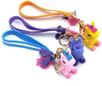 Krullers Cute Fancy Classy Sleeping Multicolor Unicorn Keyring Keychain set of 3 Key Chain Key Chain