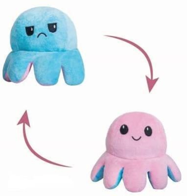 Zuku reversible octopus soft toys for kids girls birthday gift  - 20 cm(Pink, Blue)