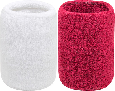Neska Moda Cotton Wrist Band Fitness Band(White, Maroon, Pack of 2)