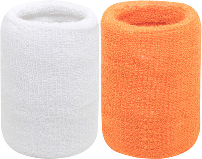 Neska Moda Cotton Wrist Band Fitness Band(White, Orange, Pack of 2)