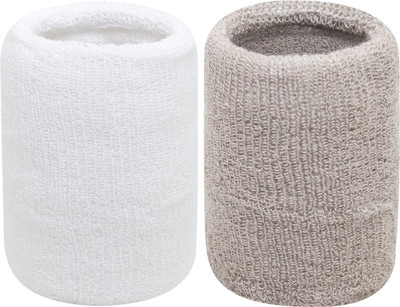 Neska Moda Cotton Wrist Band Fitness Band(White, Grey, Pack of 2)