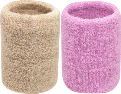 Neska Moda Cotton Wrist Band Fitness Band(Beige, Pink, Pack of 2)