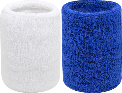 Neska Moda Cotton Wrist Band Fitness Band(White, Blue, Pack of 2)