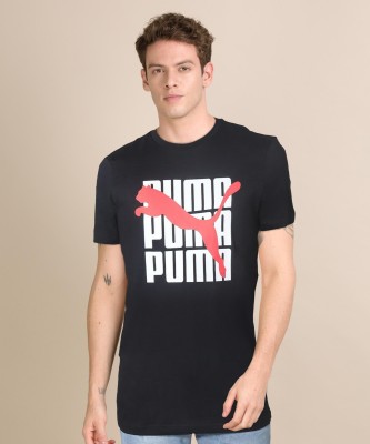 PUMA Printed Men Round Neck Black T-Shirt