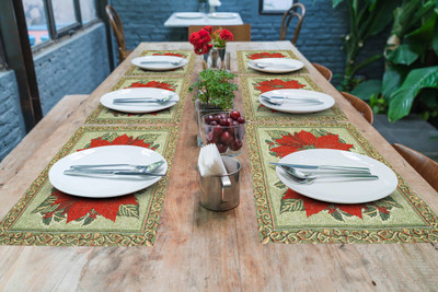 PRAKARTIK Rectangular Pack of 6 Table Placemat(Multicolor, Cotton)