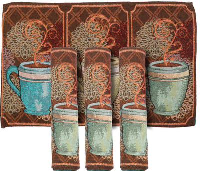 PRAKARTIK Rectangular Pack of 4 Table Placemat(Brown, Cotton)