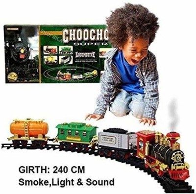 BHALALA ENTERPRISE Choo Choo Train Operated Super Toy with Track Set Emits Real Smoke Light Sound Battery for Kids (Multicolor)(Multicolor)