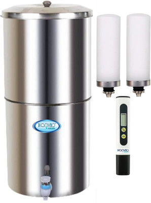 KONVIO Stainless steel Gravity 18L with Total Dissolved solid Meter 18 L Gravity Based Water Purifier(Silver, Black)