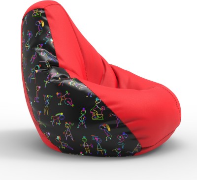 Beannie Jumbo GYM Poses - H - Red Black Teardrop Bean Bag  With Bean Filling(Multicolor, Red)