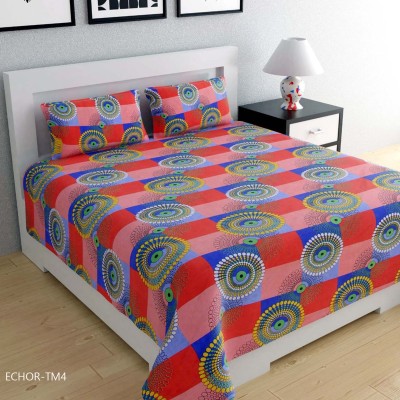 Echor 250 TC Microfiber Double Printed Flat Bedsheet(Pack of 1, Multicolor)