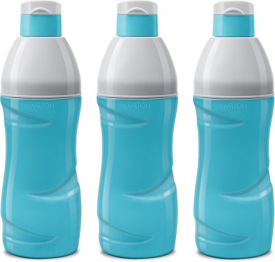 MILTON Kool Crony 600 Insulated Water Bottle, Set of 3, 500 ml Each, Cyan 500 ml Bottle(Pack of 3, Blue, Plastic)