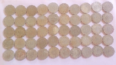 MANMAI COINS 50 COINS LOT - 10 Paise 1971-1982 BIG Aluminium Coin 2.27 g 25.91 mm - india Medieval Coin Collection(50 Coins)