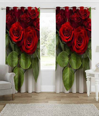 BANAVY 152 cm (5 ft) Window Polyester Room Darkening Curtain (Pack Of 2)(Multicolor, Floral)