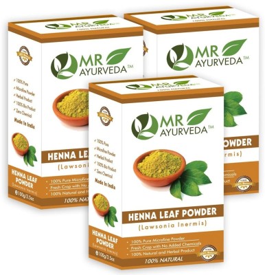 MR Ayurveda Herbal Henna Powder - For Natural Coloring of Hair - Set of 3(300 g)