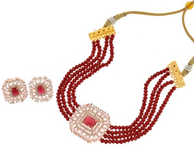 Yuvi Creation Brass Red Jewellery Set(Pack of 1)