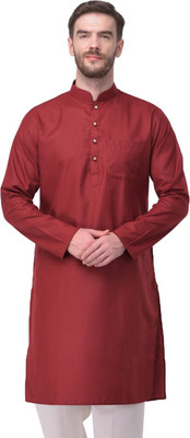 SG Men Solid Straight Kurta(Maroon)