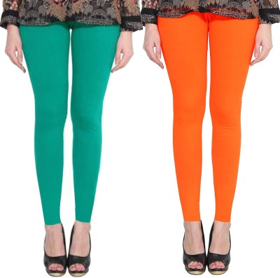 Clarita Ankle Length Ethnic Wear Legging(Dark Green, Orange, Solid)