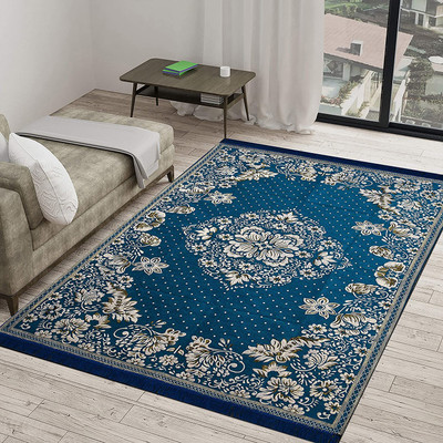 Linen Basics Velvet Floor Mat(AQUA BLUE, Large)