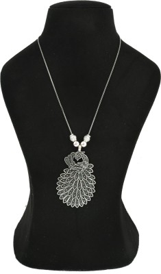 Rozy Style German Silver Oxidized Traditional Pendant/Necklace for Women/Girls Metal Necklace