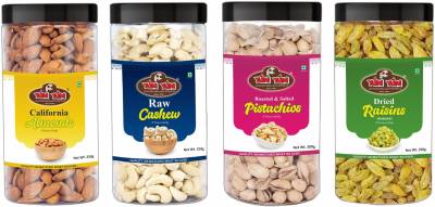 YUM YUM Premium Dry Fruits Combo Pack 1Kg- Almonds, Pistachios, Cashews, Raisins