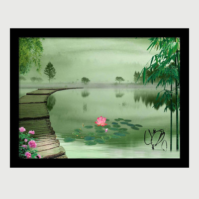 Bhawana Creation RIVER BEAUTIFUL VIEW Digital Reprint 8 inch x 10 inch Painting(Without Frame)
