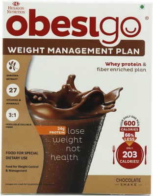 Obesigo Meal Replacement and Weight Management Plan - Box of 7 Sachets - Chocolate Flavor- Whey Protein(350 g, Chocolate)