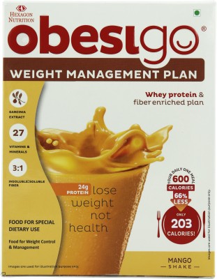 Obesigo Meal Replacement and Weight Management Plan - Box of 7 Sachets - Mango Flavor- Whey Protein(350 g, Mango)