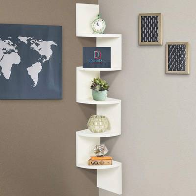 Decorden Zigzag Floating Wall Mount Wall Shelf Corner Stand | Corner Shelf  | Side Shelf |