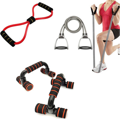 LIVOX Double Toning Tube with Resistance Tube Heavy Quality With Pushup bar Resistance Tube(Multicolor)