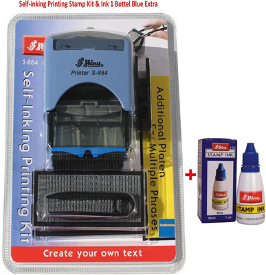 SHINY S-884 Self - inking Printing Kit DIY SET With Ink Bottel Self - inking(Standard, Blue)