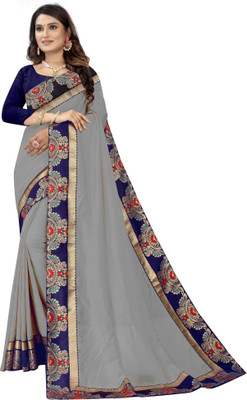 THE RED LION ENTERPRISE Solid/Plain Bollywood Art Silk, Cotton Silk Saree(Grey)