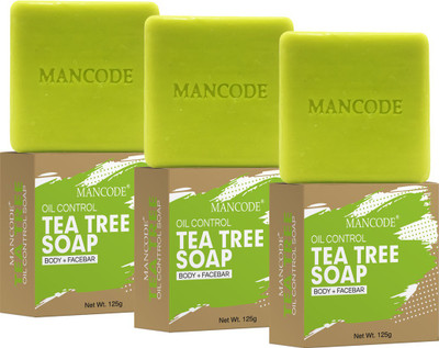 MANCODE Oil Control Tea Tree soap, 125gm each, PACK OF 3(3 x 125 g)