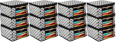 Sameer Enterprises Garments Cover Polka Dots 12 Non Woven Saree Cover Clothes Transparent Window (Black & White) 12(Black, White)