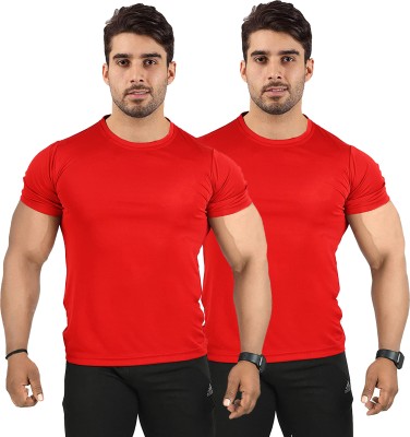 UDI n ADI Solid Men Round Neck Red T-Shirt