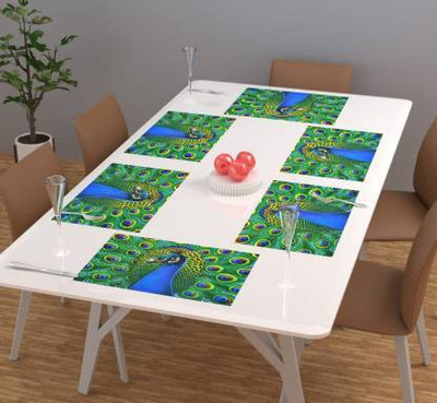 Nomenclature Blue PVC Table Linen Set(Pack of 6)