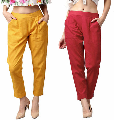 cotrel Regular Fit Women Red, Yellow Trousers