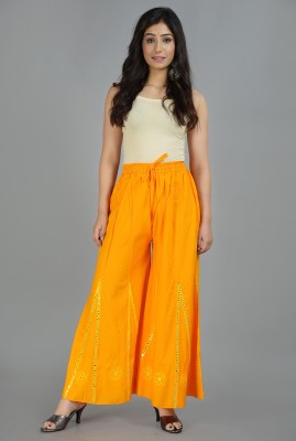 CANGO Flared Women Yellow Trousers