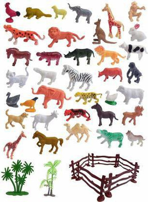 Cabin Hut Wildlife Model Children Puzzle Early Education Gift Mini Jungle Animal Toy Set Realistic Animal Figures , Animal Toy Set Play for Kids. (Multicolor)(Multicolor)
