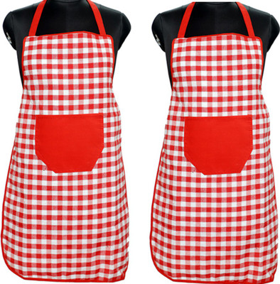 JMI Cotton Chef's Apron - Free Size(Red, White, Pack of 2)