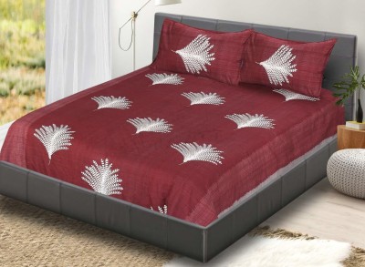 TOPSON 180 TC Polycotton Double Printed Flat Bedsheet(Pack of 1, Maroon)