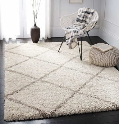 BhCarpet Beige Polyester Carpet(3 ft,  X 5 ft, Rectangle)