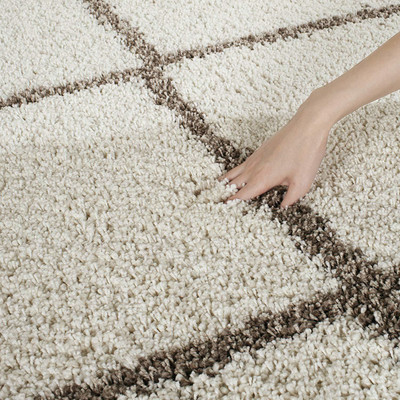 Acarpet Beige Polyester Carpet(5 ft,  X 7 ft, Rectangle)