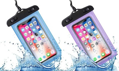 B BOZZBY Pouch for waterproof pouch cover bag combo, Cell Phone case All Mobile Phones, Swimming Underwater rain(Blue, Purple, Waterproof, Silicon, Pack of: 2)