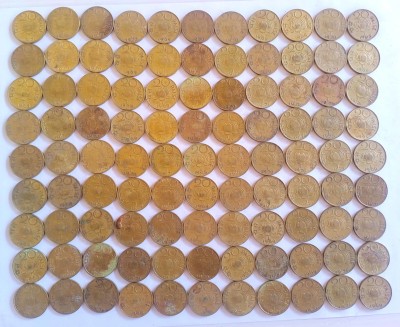 MANMAI COINS 100 COINS LOT - 20 PAISA - LOTUS - ( 1968 - 1971 ) - CIRCULATED CONDITION - INDIA Medieval Coin Collection(100 Coins)