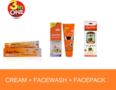 HAPDCO COMBO PACK OF AQUI PLUS ( CREAM + FACEWASH + FACEPACK )(3 Items in the set)