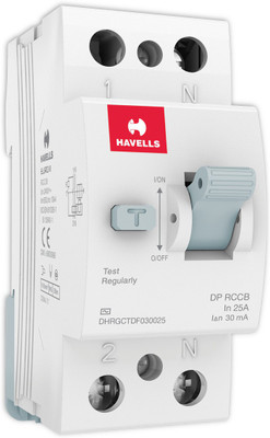 HAVELLS DP RCCB/ELCB 'AC' Type 25A 30mA - DHRGCTDF030025 - (Pack of 1) MCB(2)